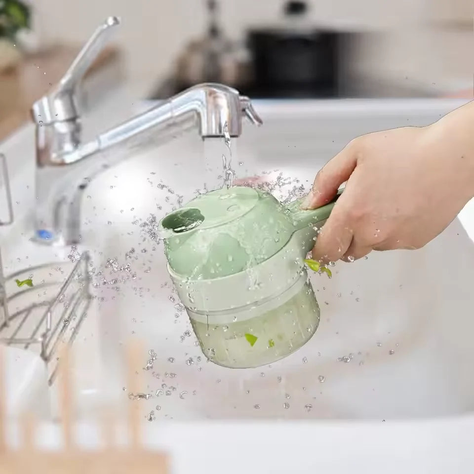 4-in-1 Electric Vegetable Cutter – Wireless Handheld Chopper