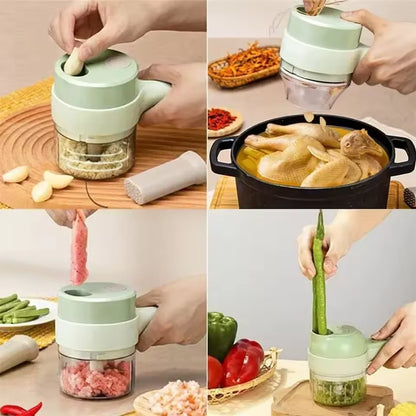 4-in-1 Electric Vegetable Cutter – Wireless Handheld Chopper