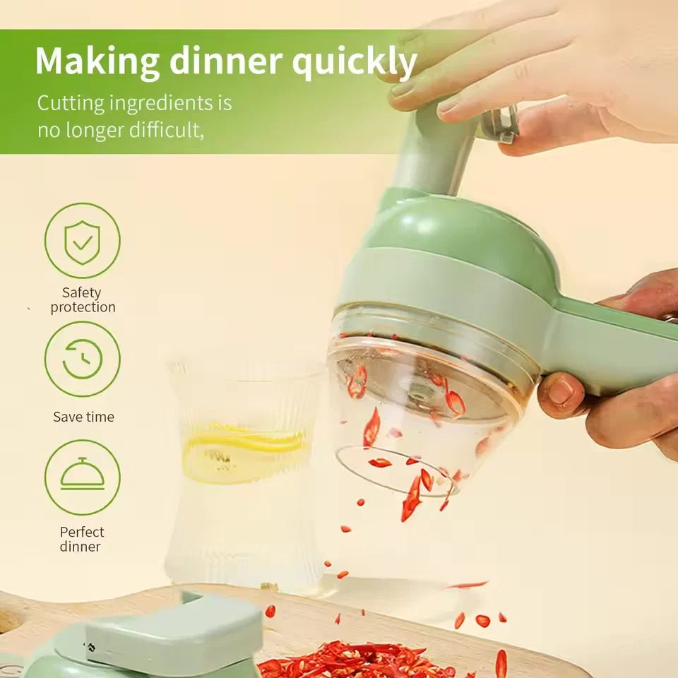 4-in-1 Electric Vegetable Cutter – Wireless Handheld Chopper